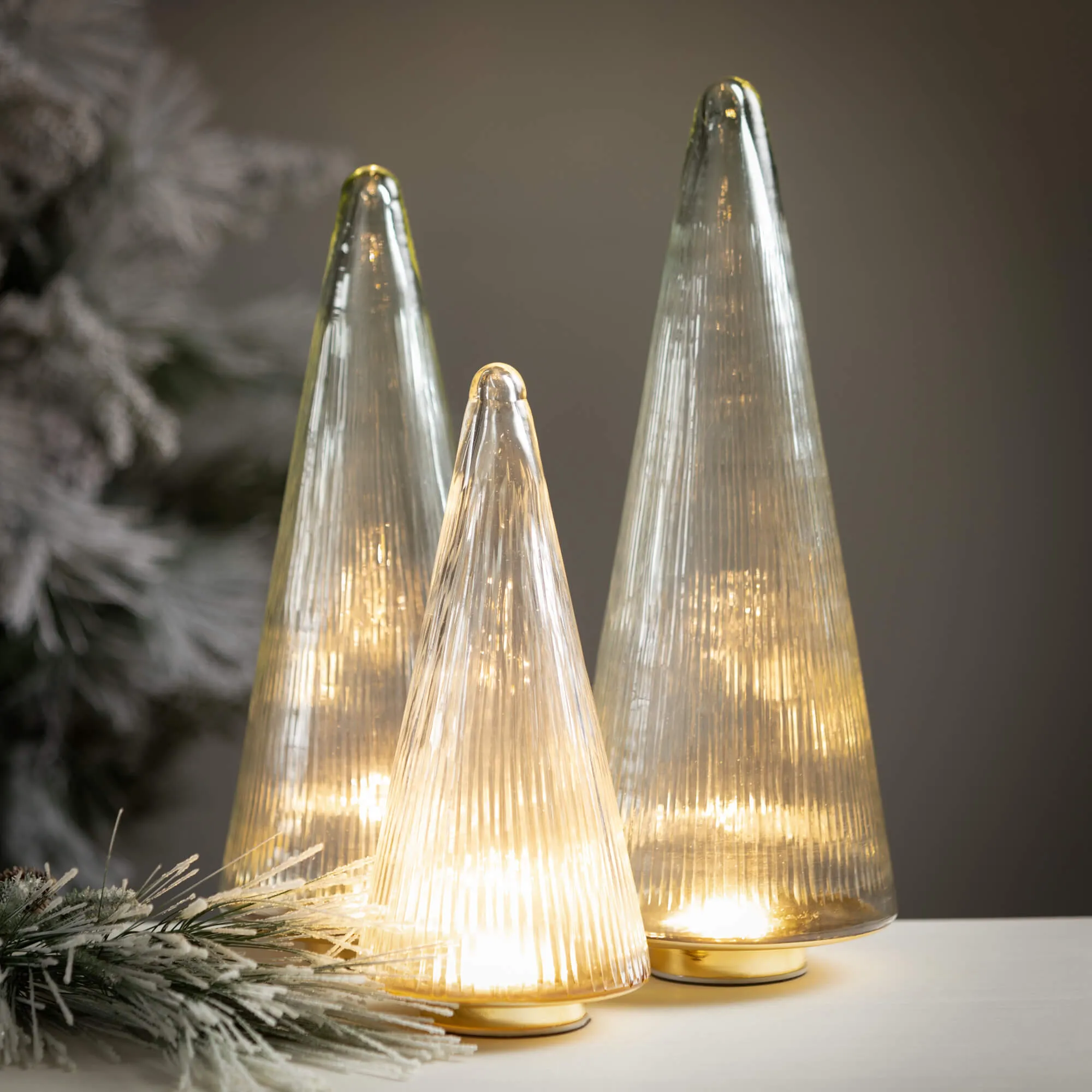 Sullivans Set of 3 Lighted Trees - Clear, Various Heights (12.5, 15.5, 17)