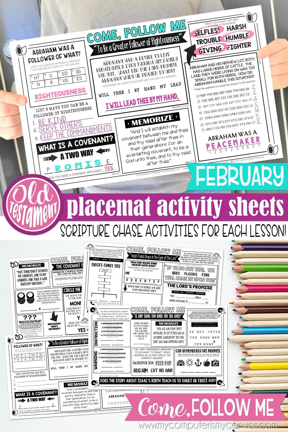 2022 CFM Old Testament Placemat Activity Sheets {FEBRUARY} PRINTABLE