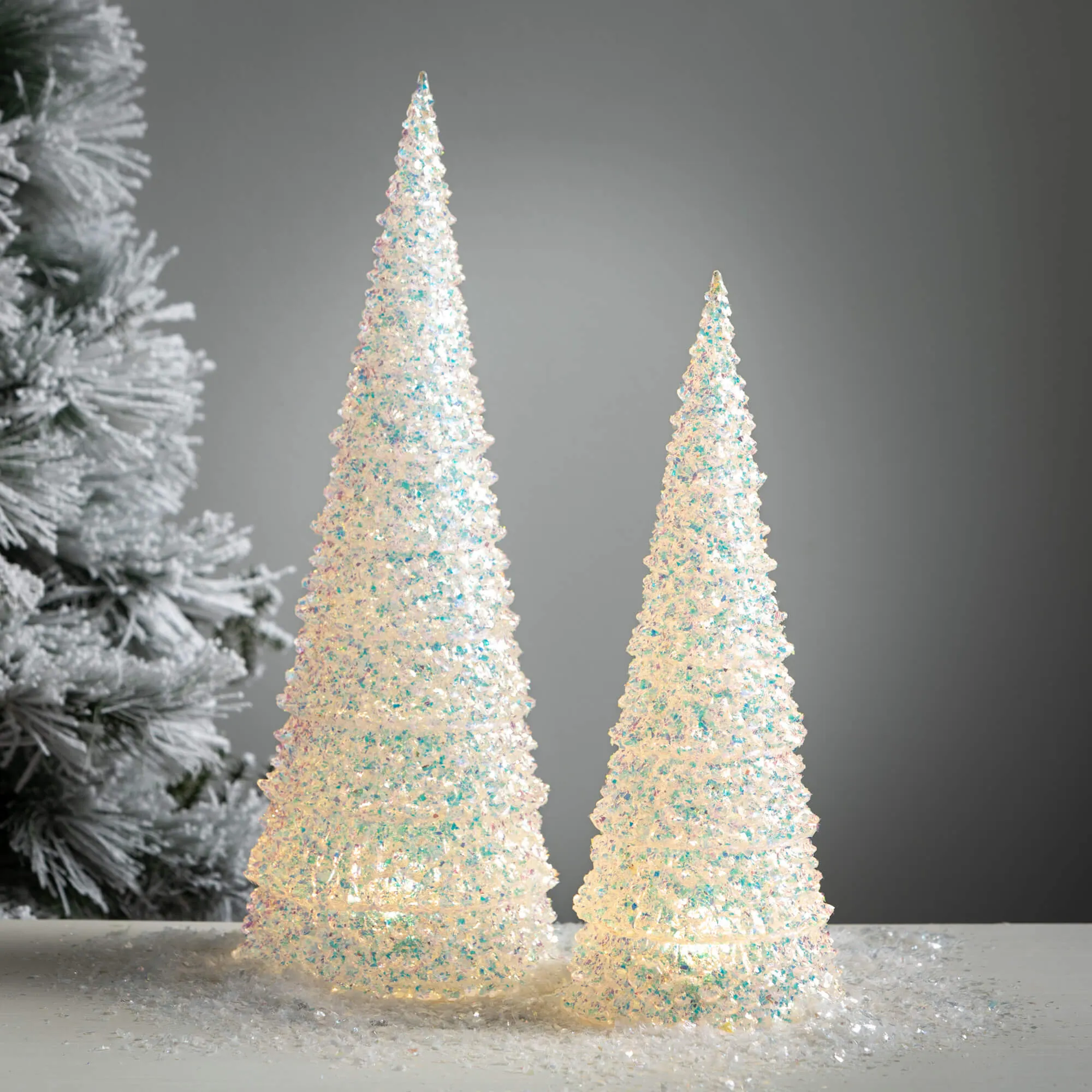 21"H and 17"H Sullivans LED Confetti Cone Tree - Set of 2, Multicolored