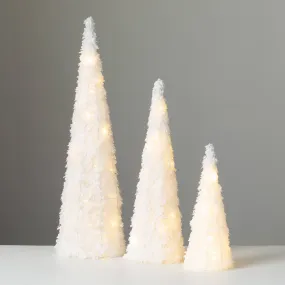 31.75"H, 24"H and 16"H Sullivans Large Lighted Cone Trees - Set of 3, White