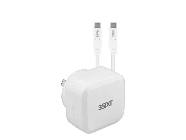 3SIXT Wall Charger AU 30W USB-C PD   USB-C/C Cable - White