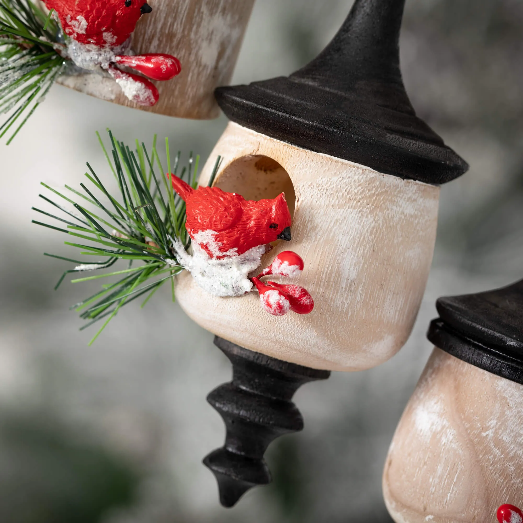 5"H, 5.5"H and 5"H Sullivans Frosted Birdhouse Ornament - Set of 3, Multicolored Christmas Ornaments