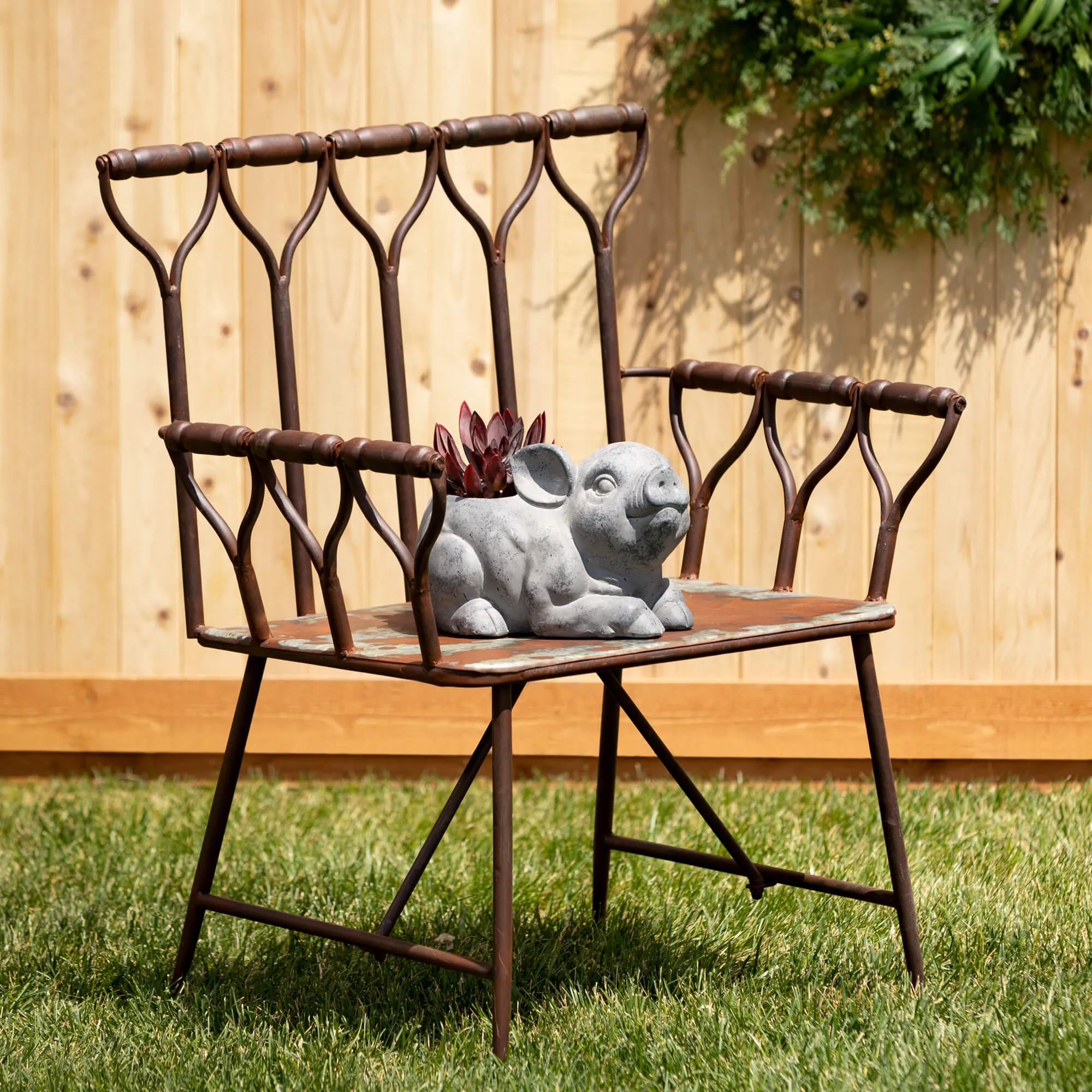 7.75"H Sullivans Charcoal Piglet Planter, Gray