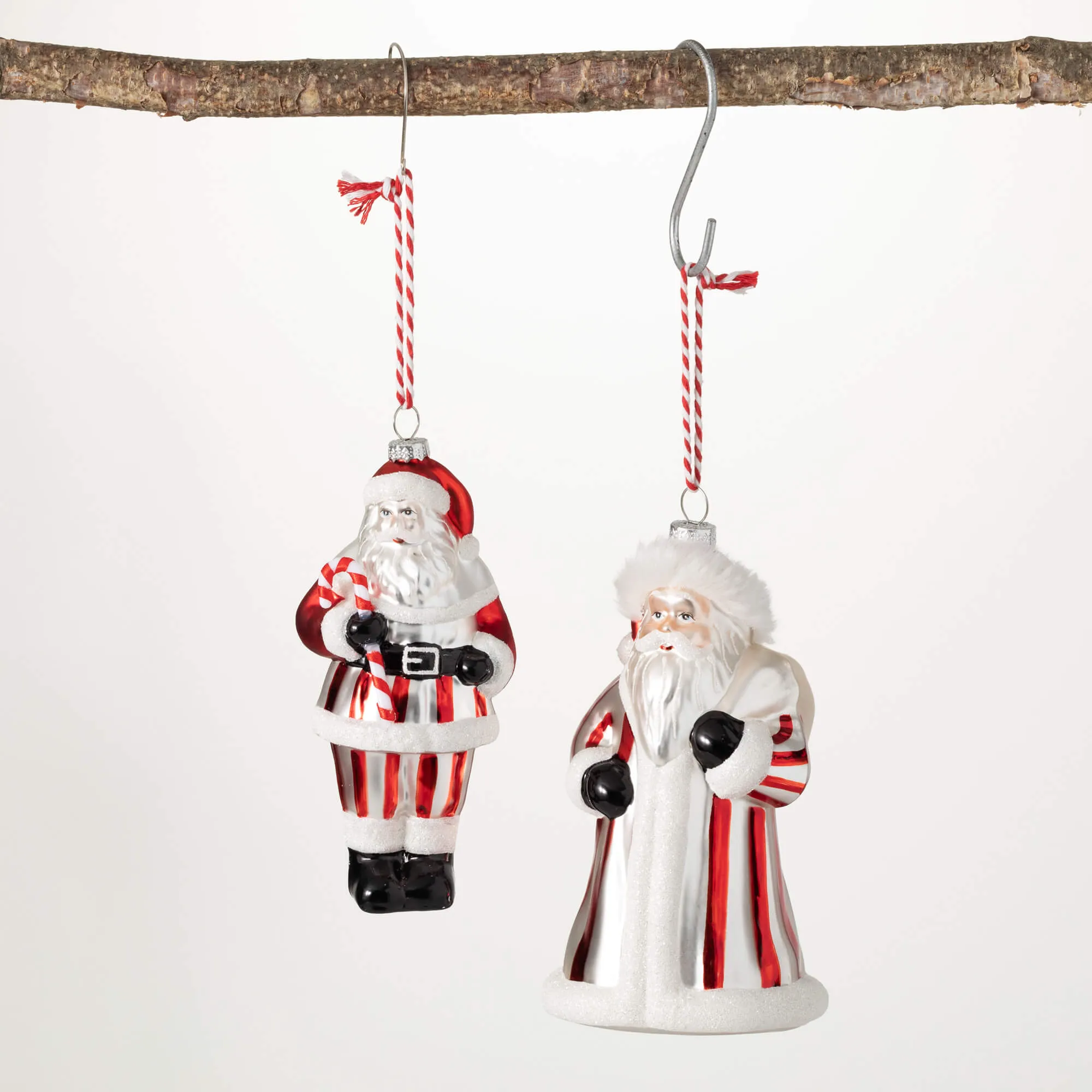 7"H and 6.5"H Sullivans Santa Ornament - Set of 2, Multicolored Christmas Ornaments