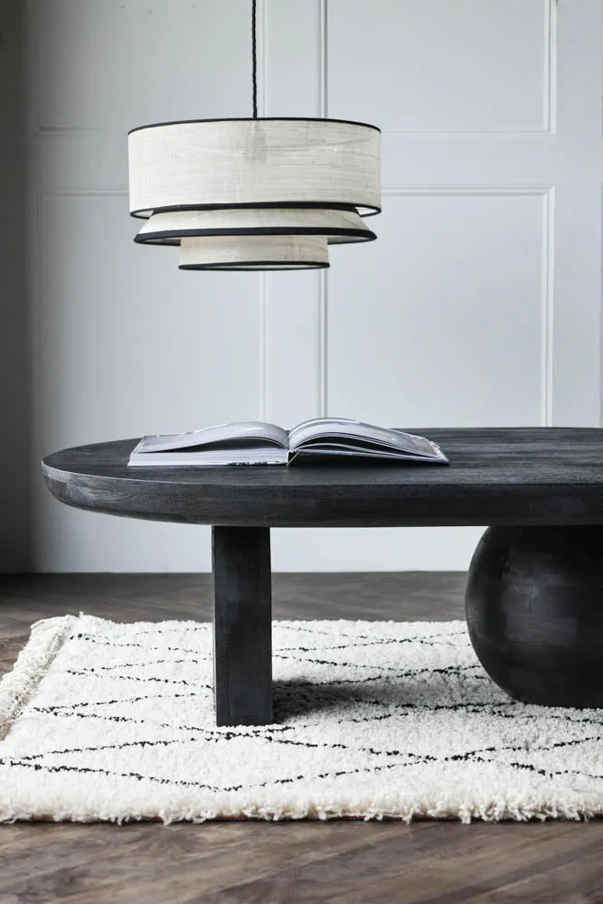 Abstract Black Mango Wood Coffee Table