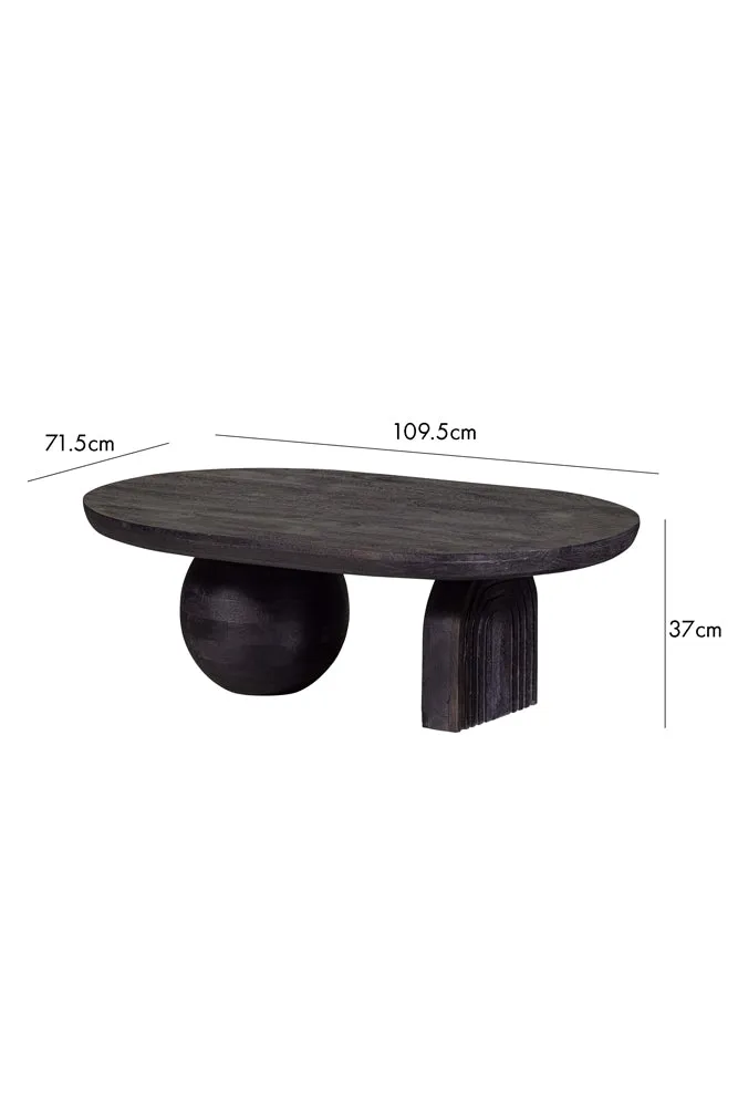 Abstract Black Mango Wood Coffee Table