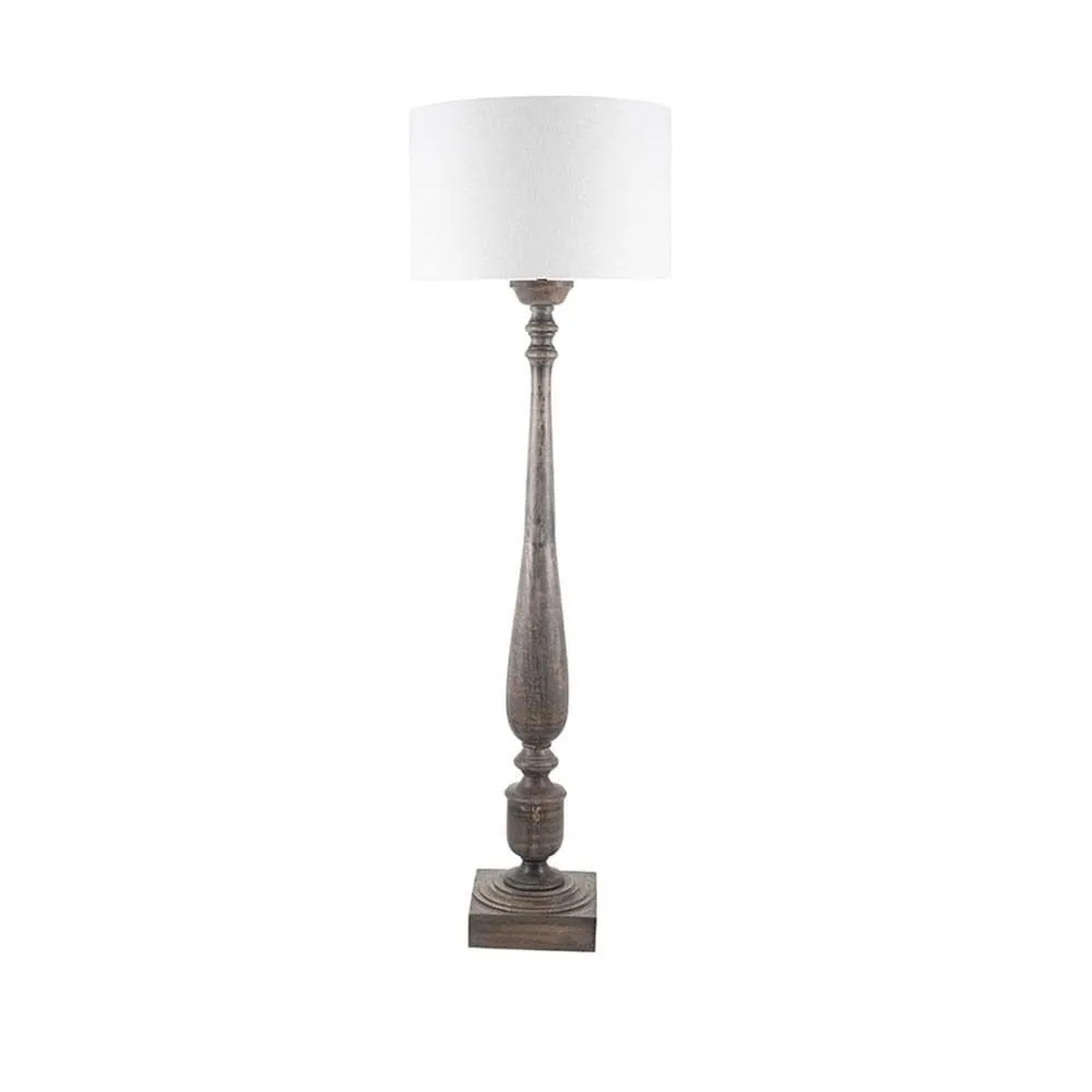 Alia Grey Wash Turned Mango Wood Floor Lamp - Base Only