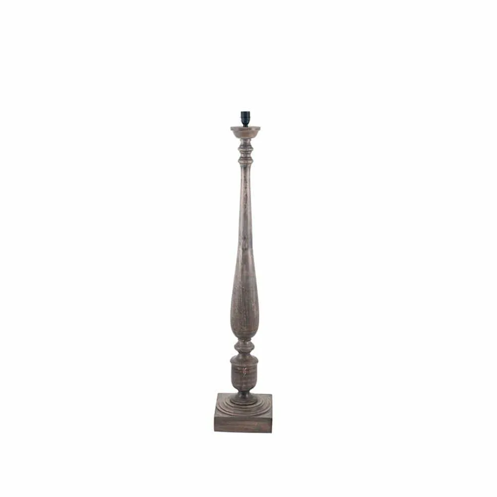 Alia Grey Wash Turned Mango Wood Floor Lamp - Base Only