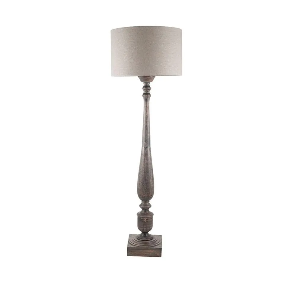 Alia Grey Wash Turned Mango Wood Floor Lamp - Base Only