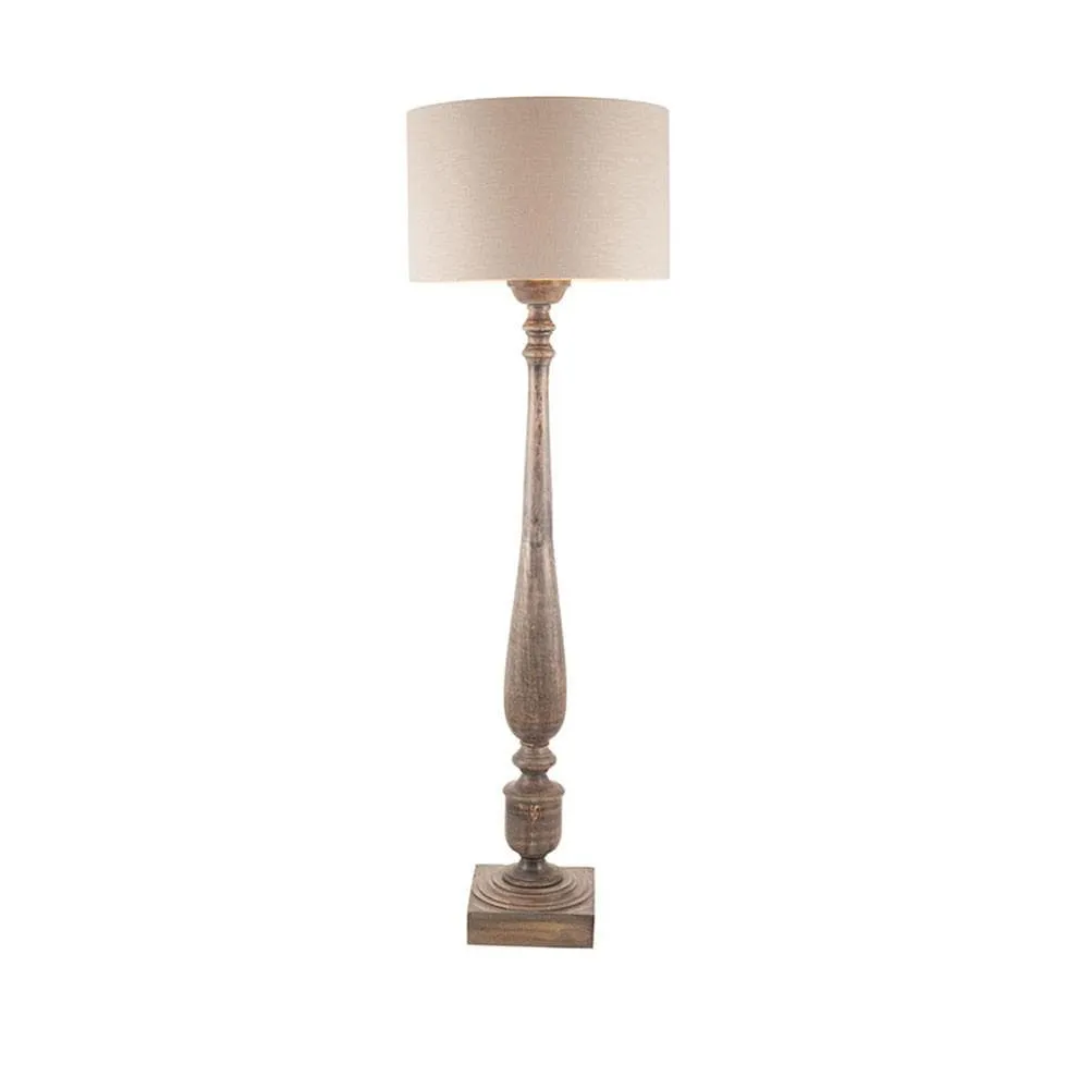 Alia Grey Wash Turned Mango Wood Floor Lamp - Base Only