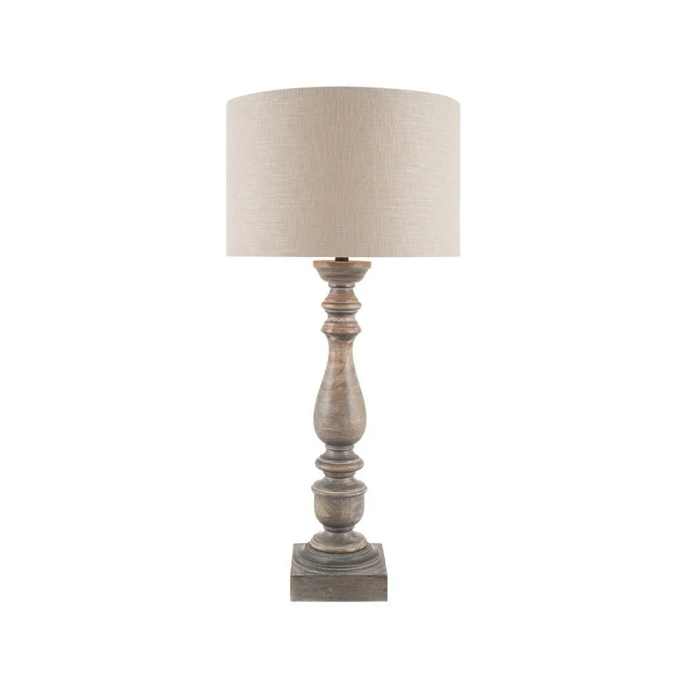 Alia Grey Wash Turned Mango Wood Table Lamp - Base Only