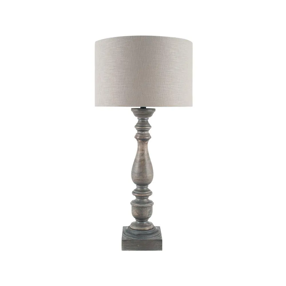 Alia Grey Wash Turned Mango Wood Table Lamp - Base Only