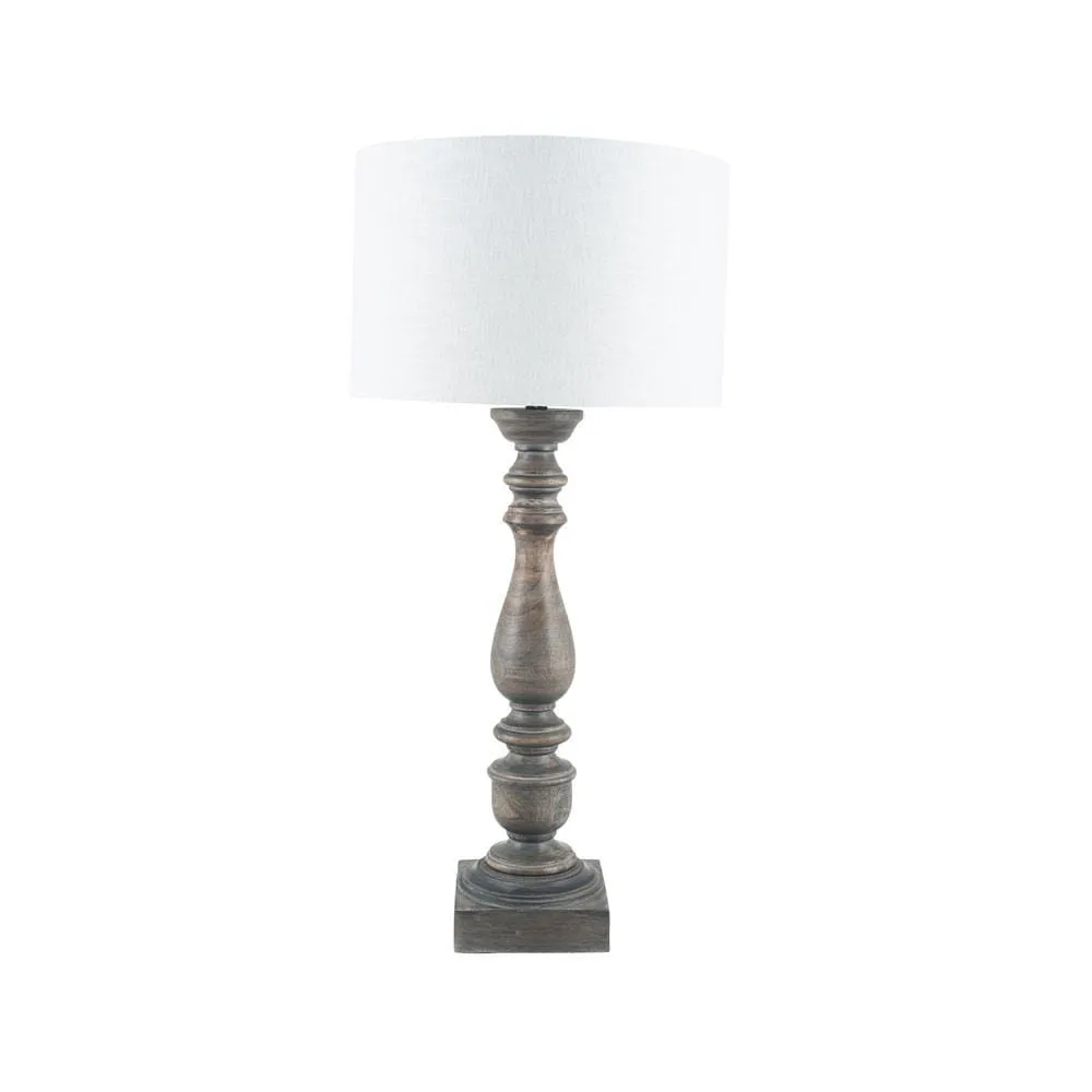 Alia Grey Wash Turned Mango Wood Table Lamp - Base Only