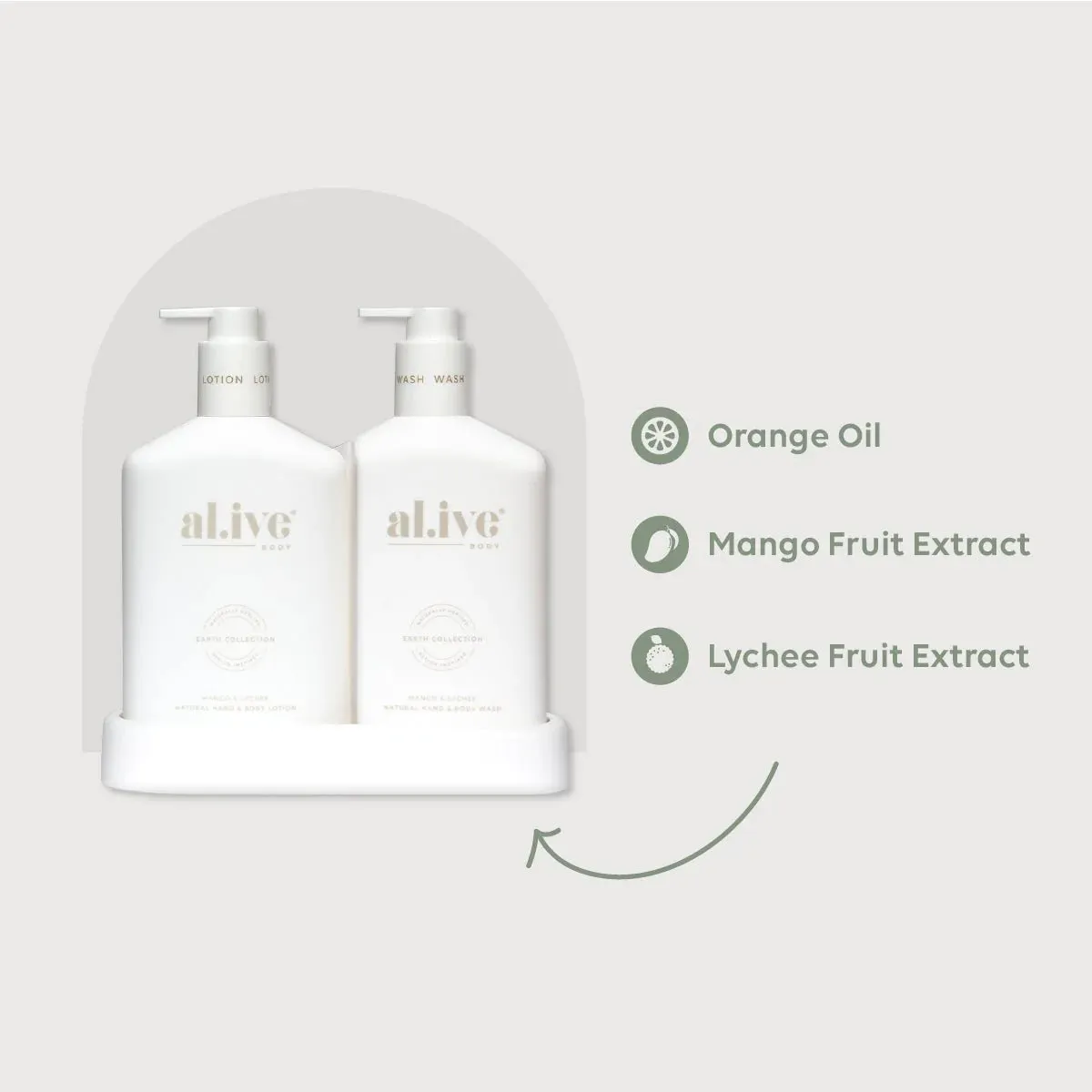 Al.ive Wash & Lotion Duo   Tray | Mango & Lychee