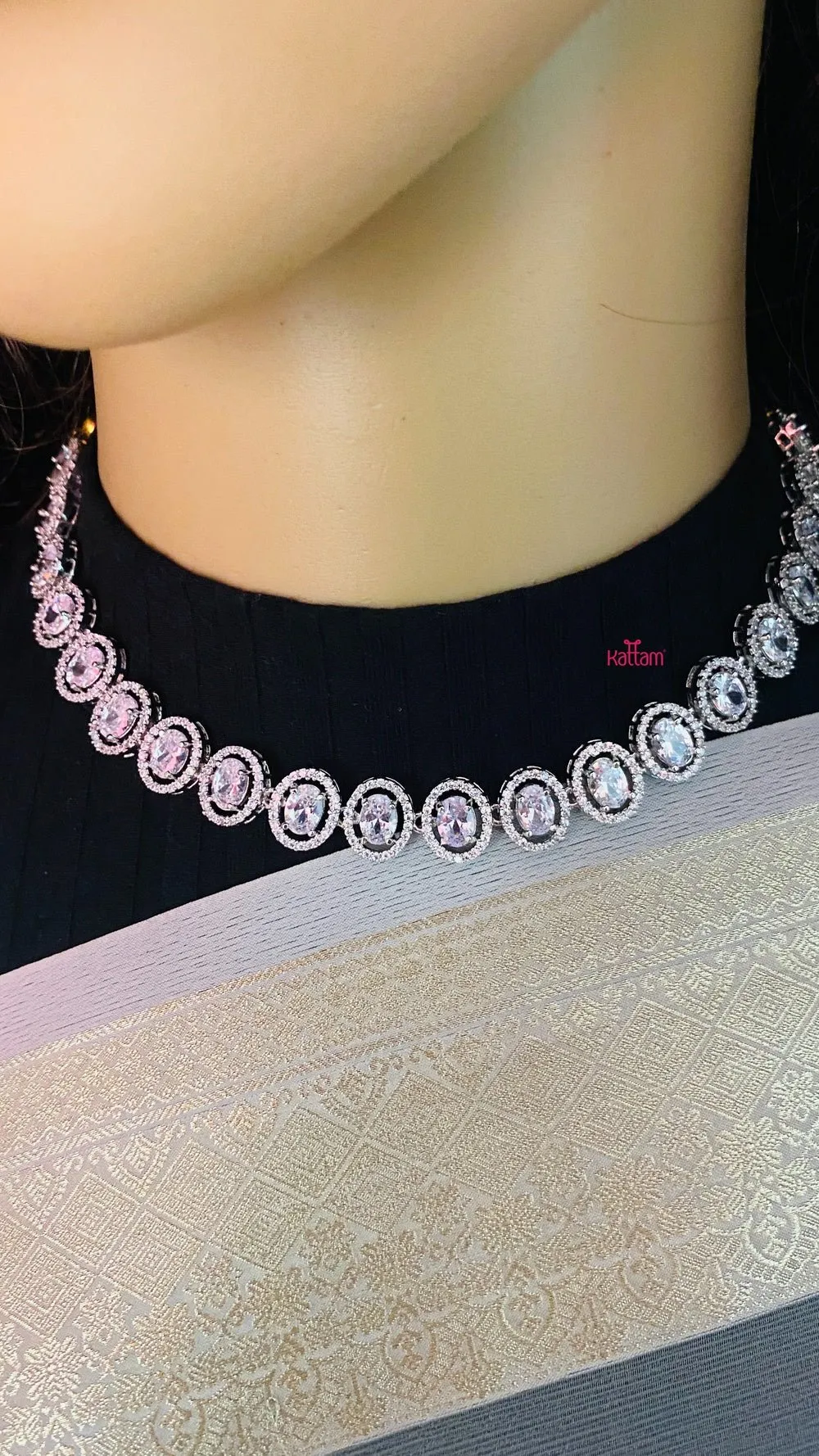 American Diamond Oval Necklace