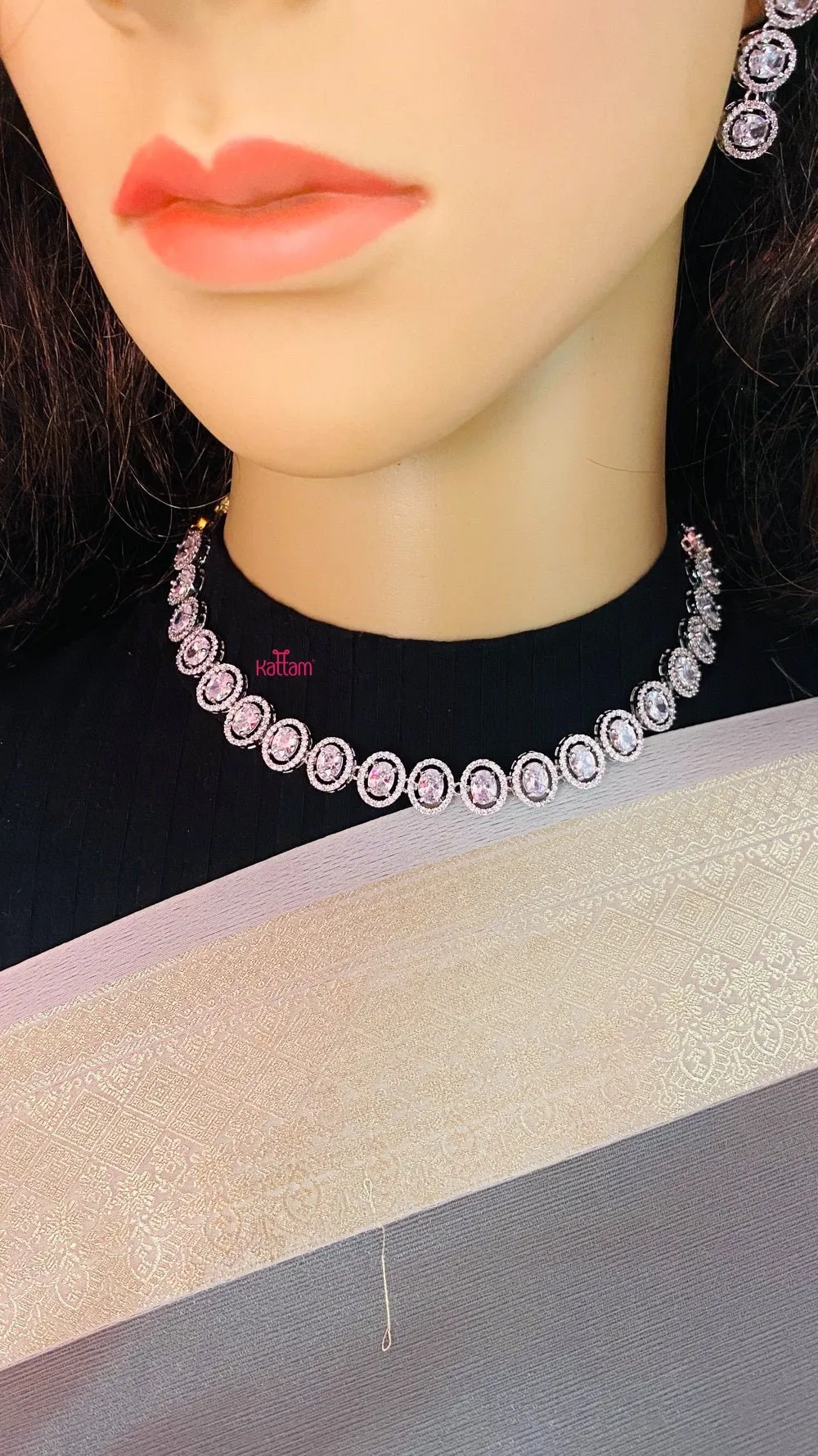 American Diamond Oval Necklace