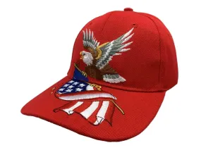 American Flag & Bald Eagle Veteran XM Red Structured Adjustable Strap Hat Cap