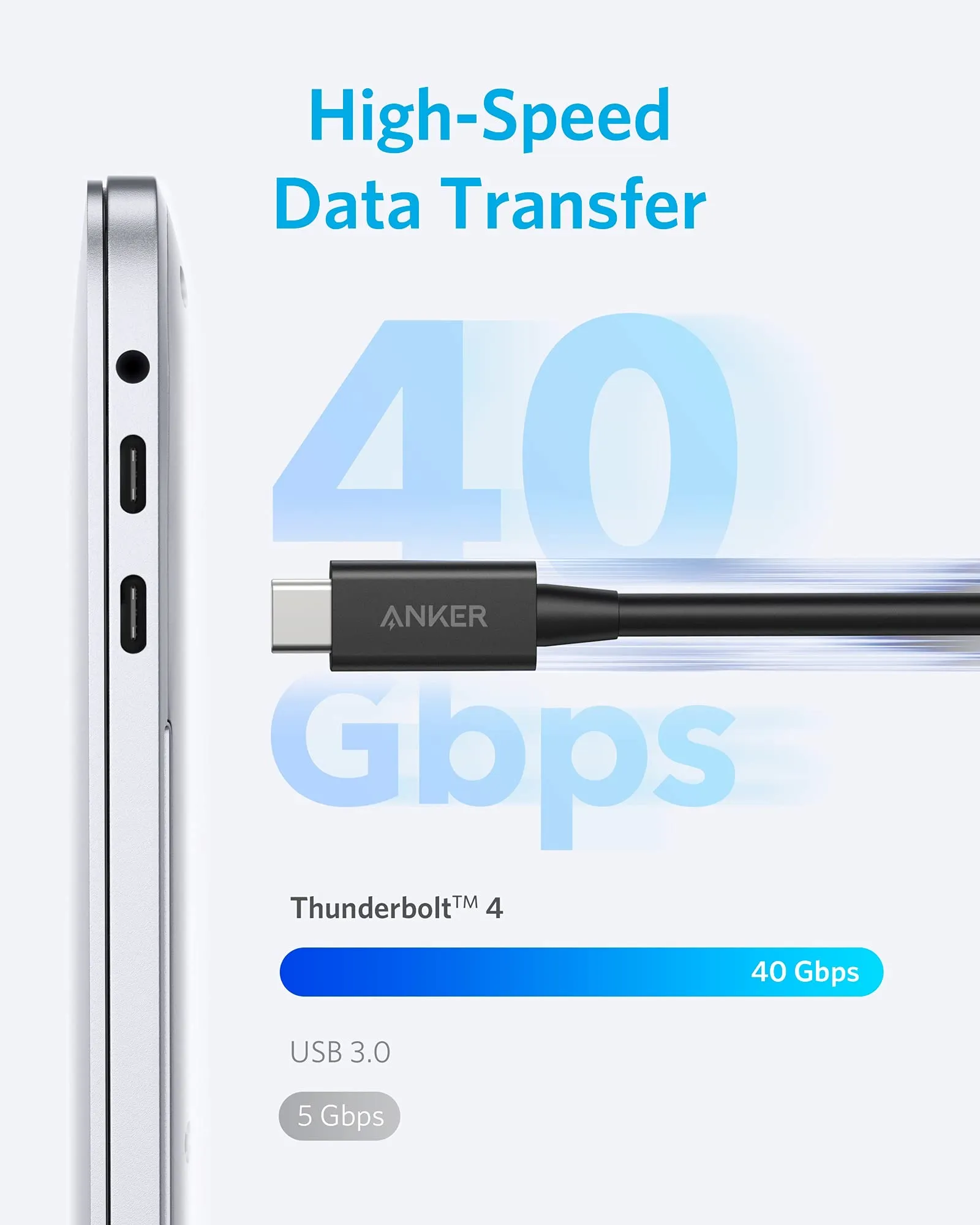 Anker USB-C to USB-C Thunderbolt 4.0 100W Cable (2.3 ft)