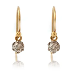 Antique Old Cut 0.5ct Diamond 18ct Gold Drop Earrings