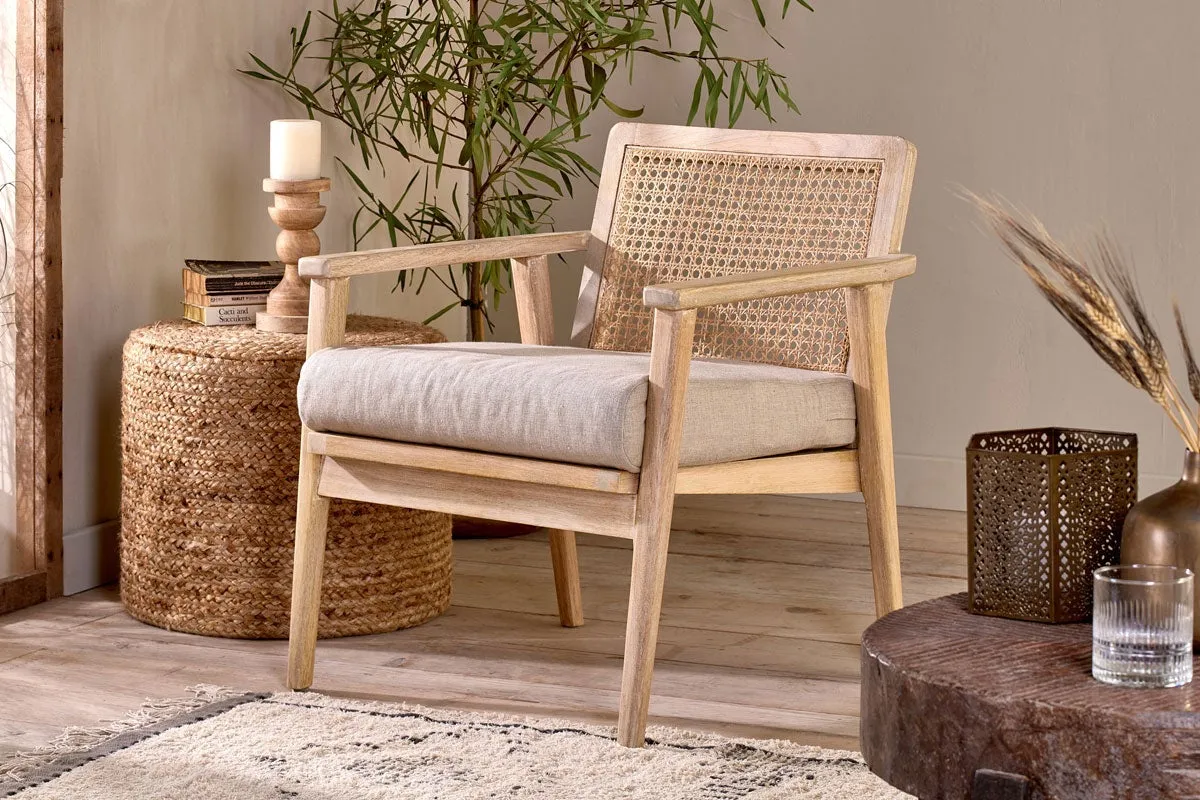 Atri Mango Wood & Cane Occasional Chair