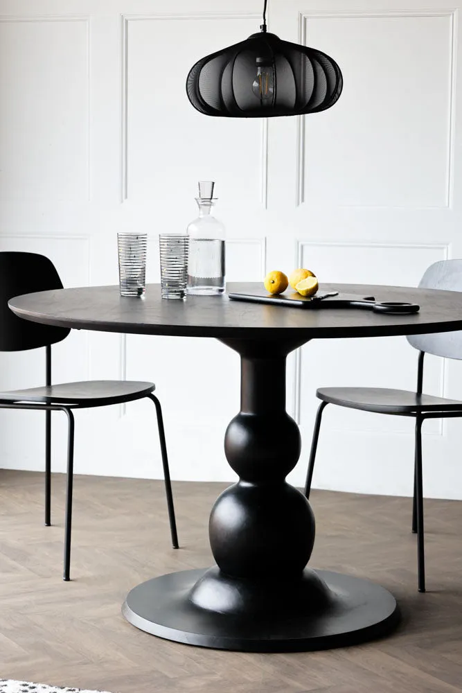 Black Mango Wood Round Dining Table