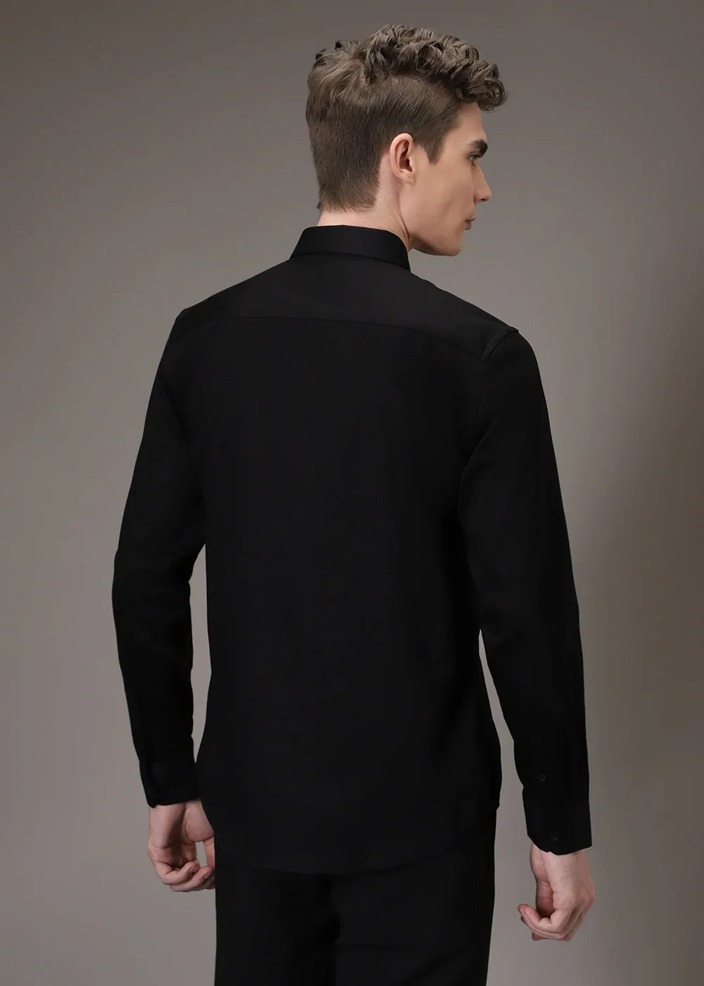 Optimized title of the e-commerce product: Stylish Black Sequenced Soar Eagle Shirt for Men