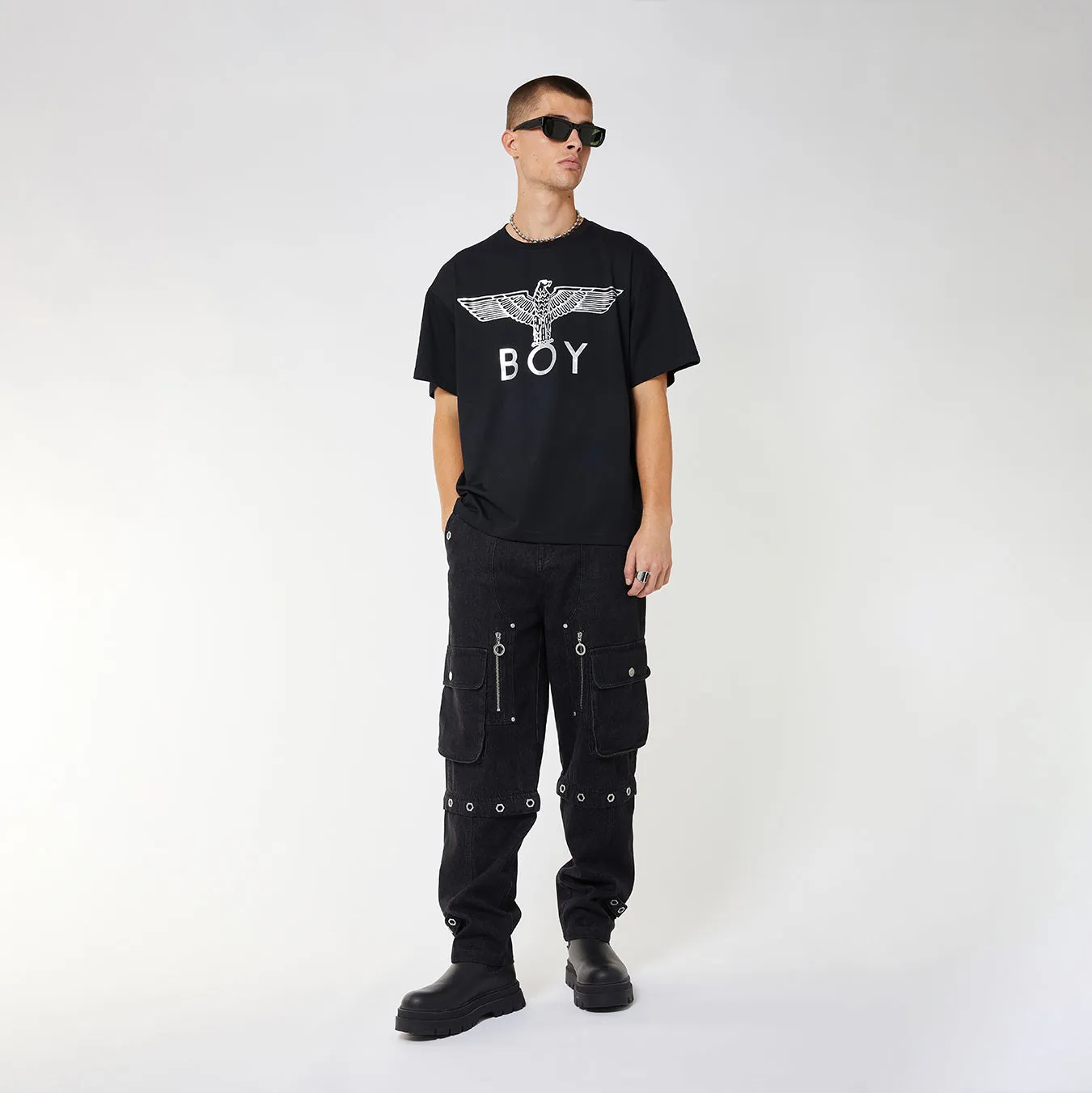 BOY EAGLE T-SHIRT - BLACK/WHITE