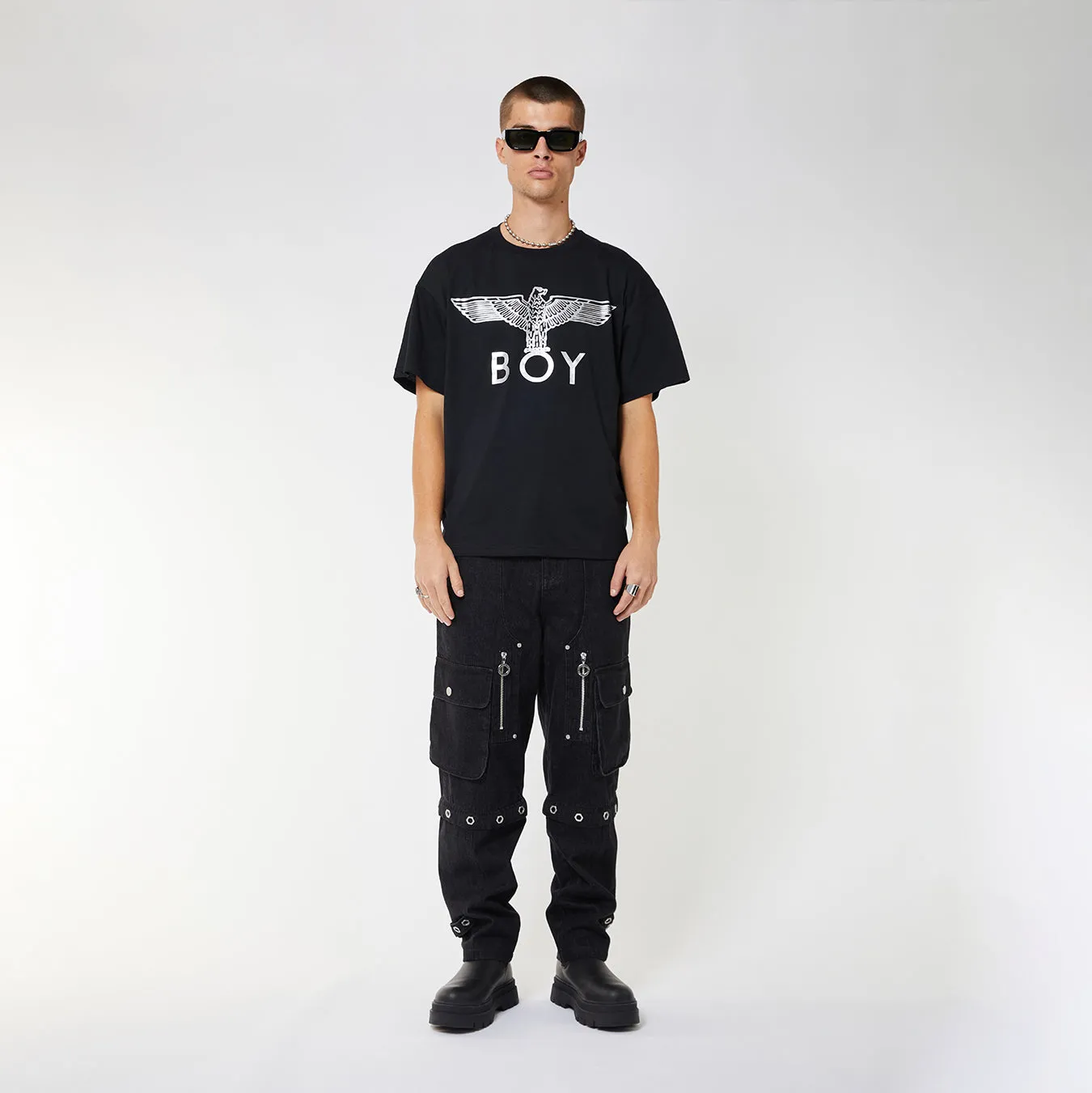 BOY EAGLE T-SHIRT - BLACK/WHITE