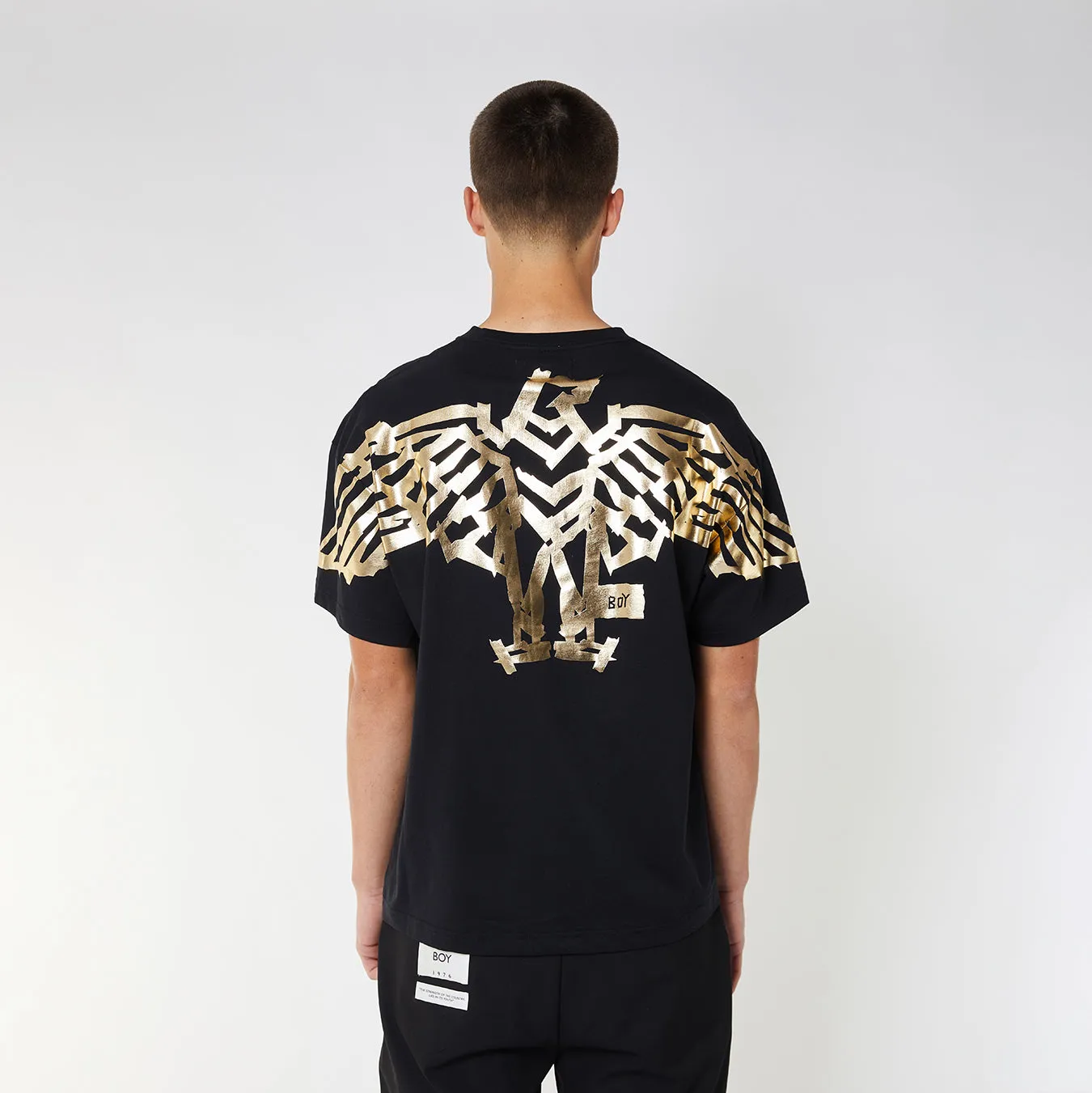 Black and Gold Boy Tape Eagle Backprint T-Shirt