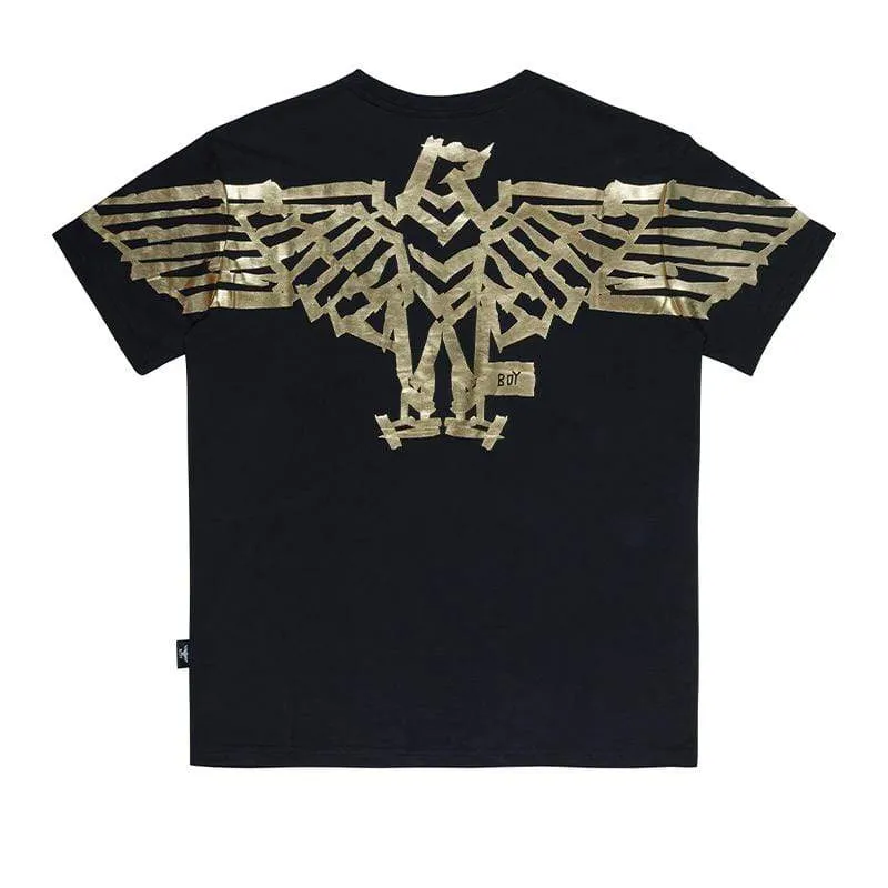 Black and Gold Boy Tape Eagle Backprint T-Shirt