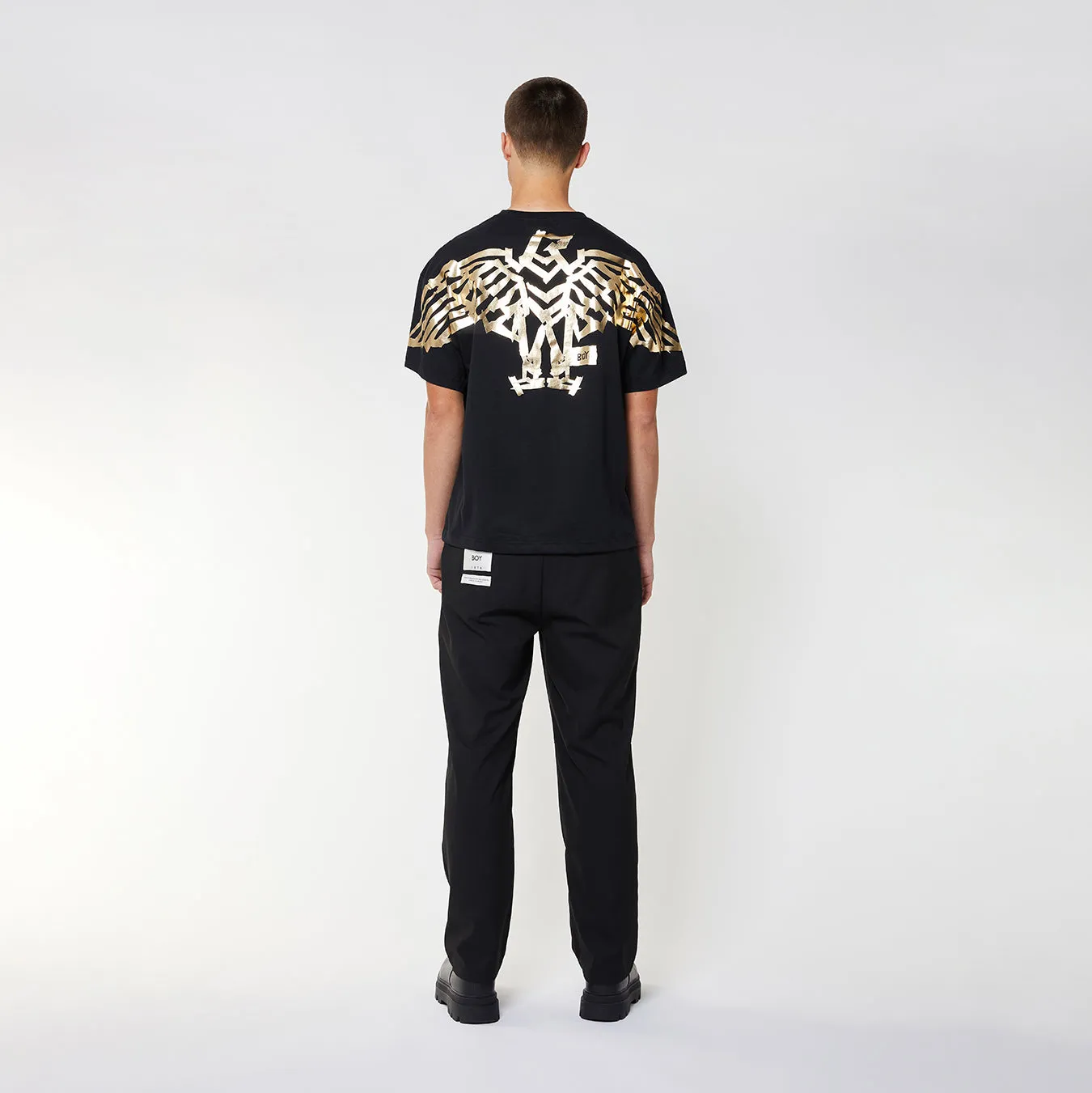 Black and Gold Boy Tape Eagle Backprint T-Shirt