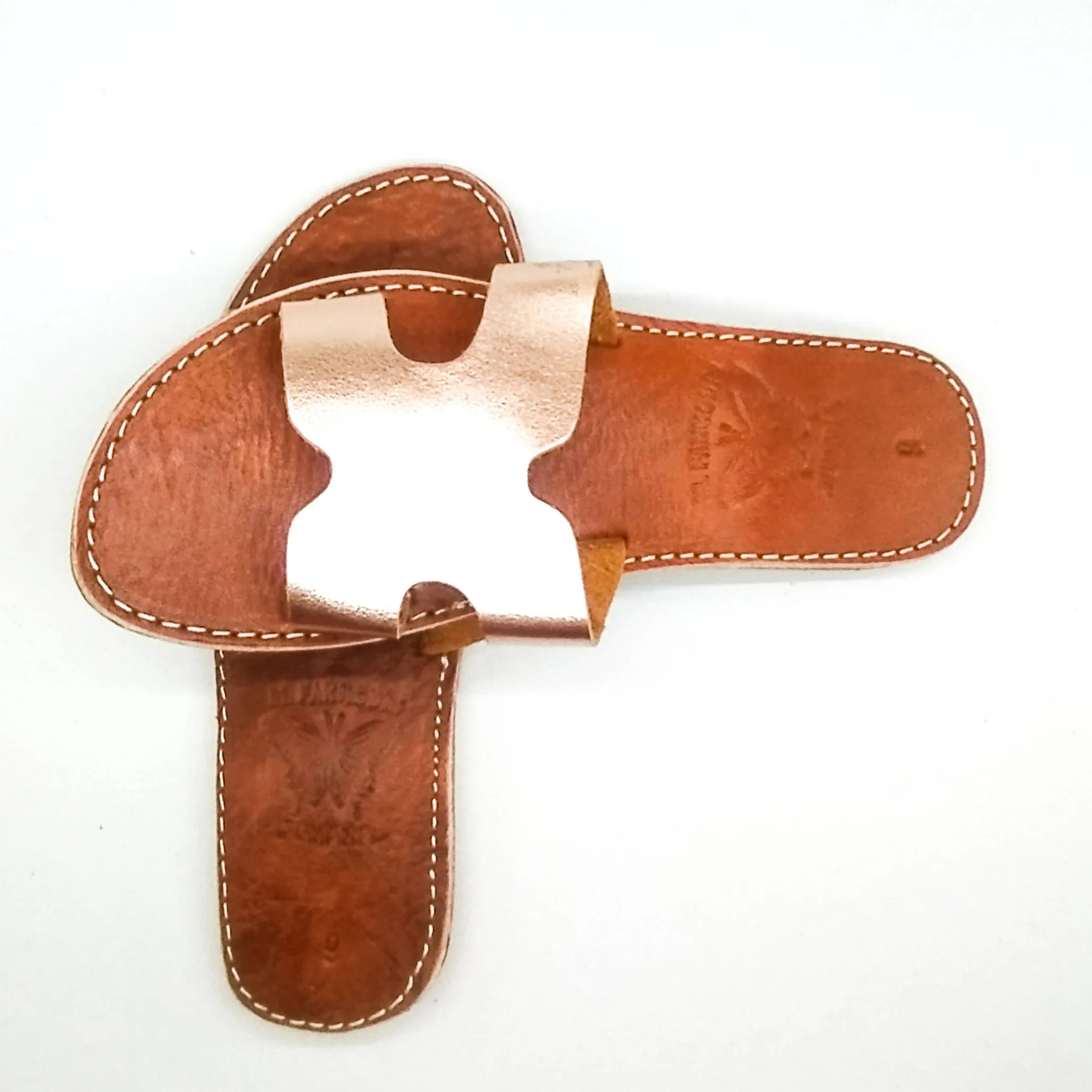 Bronze Leather Sandales H Shaped