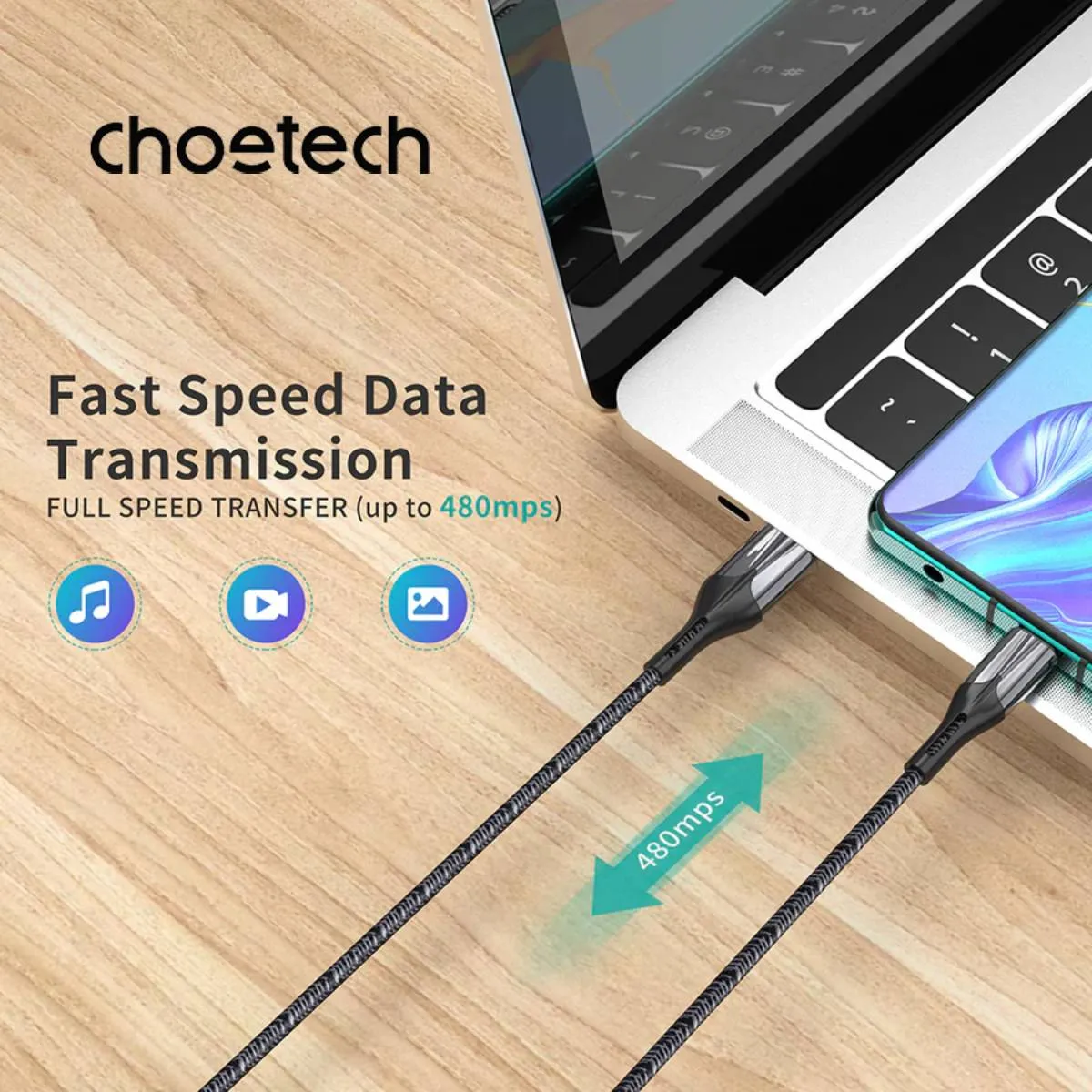 Choetech USB-A to USB-C Cable (1.2m)