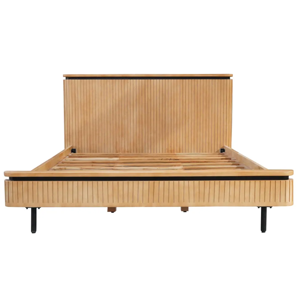 COPENHAGEN - Fluted Solid Mango Wood Bed