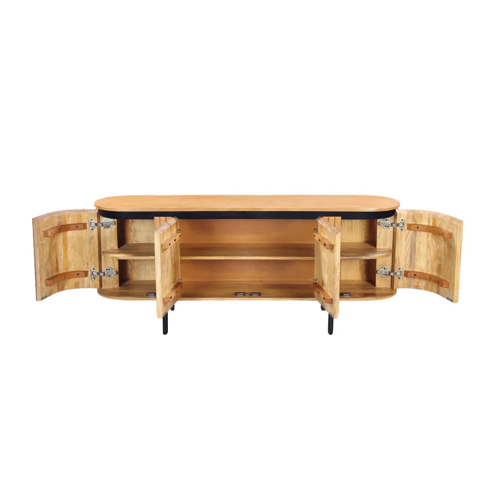 COPENHAGEN Fluted Solid Mango Wood TV Unit