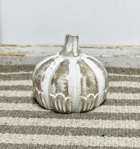 Detailed Whitewash Mango Wood Pumpkin