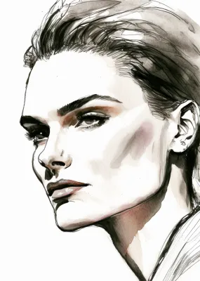 Fashion Portrait Sketch Wall Art Print #7