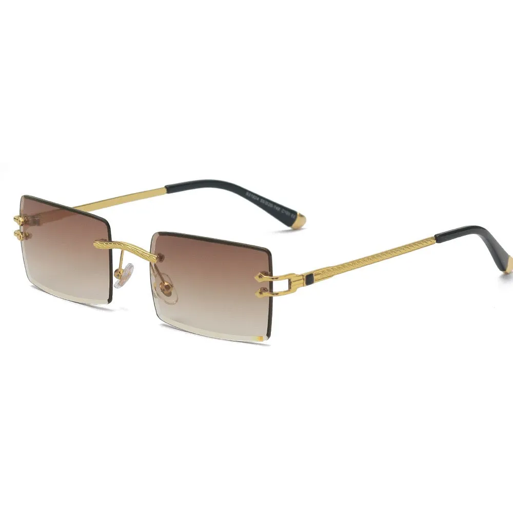 Fashion Rectangle Rimless Sunglasses