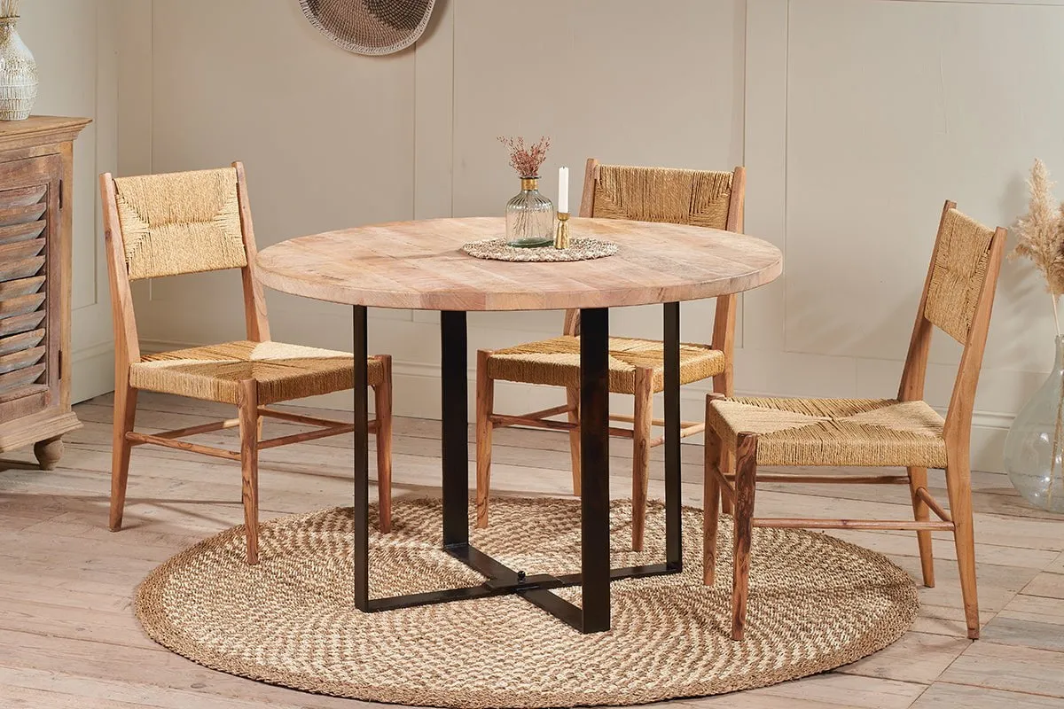 Fia Mango Wood Round Dining Table