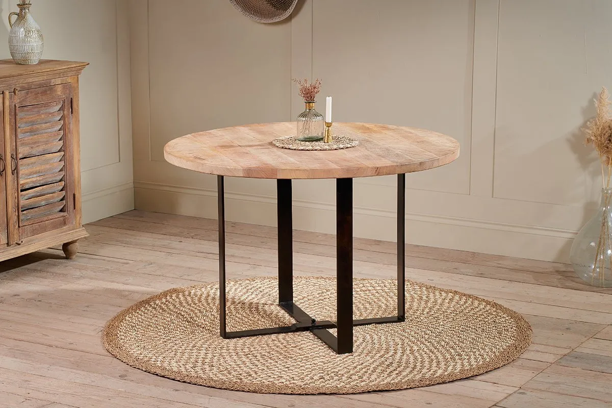 Fia Mango Wood Round Dining Table