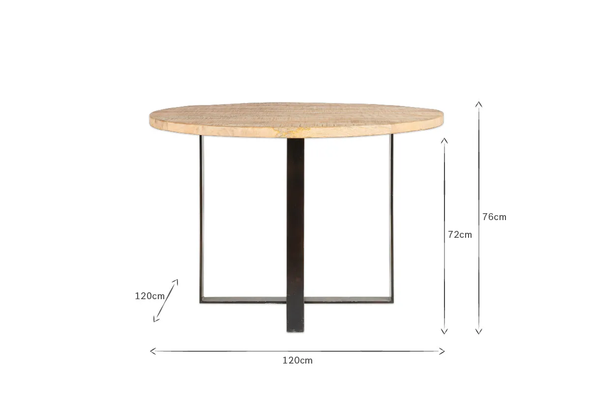 Fia Mango Wood Round Dining Table