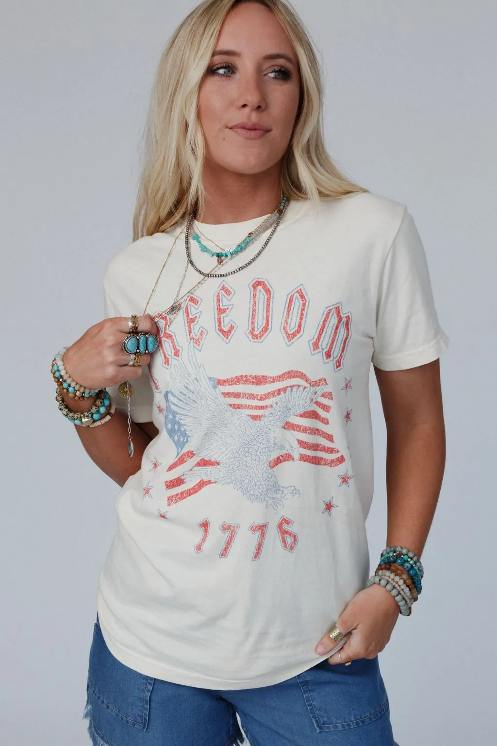 Freedom Eagle Graphic Tee - Ivory