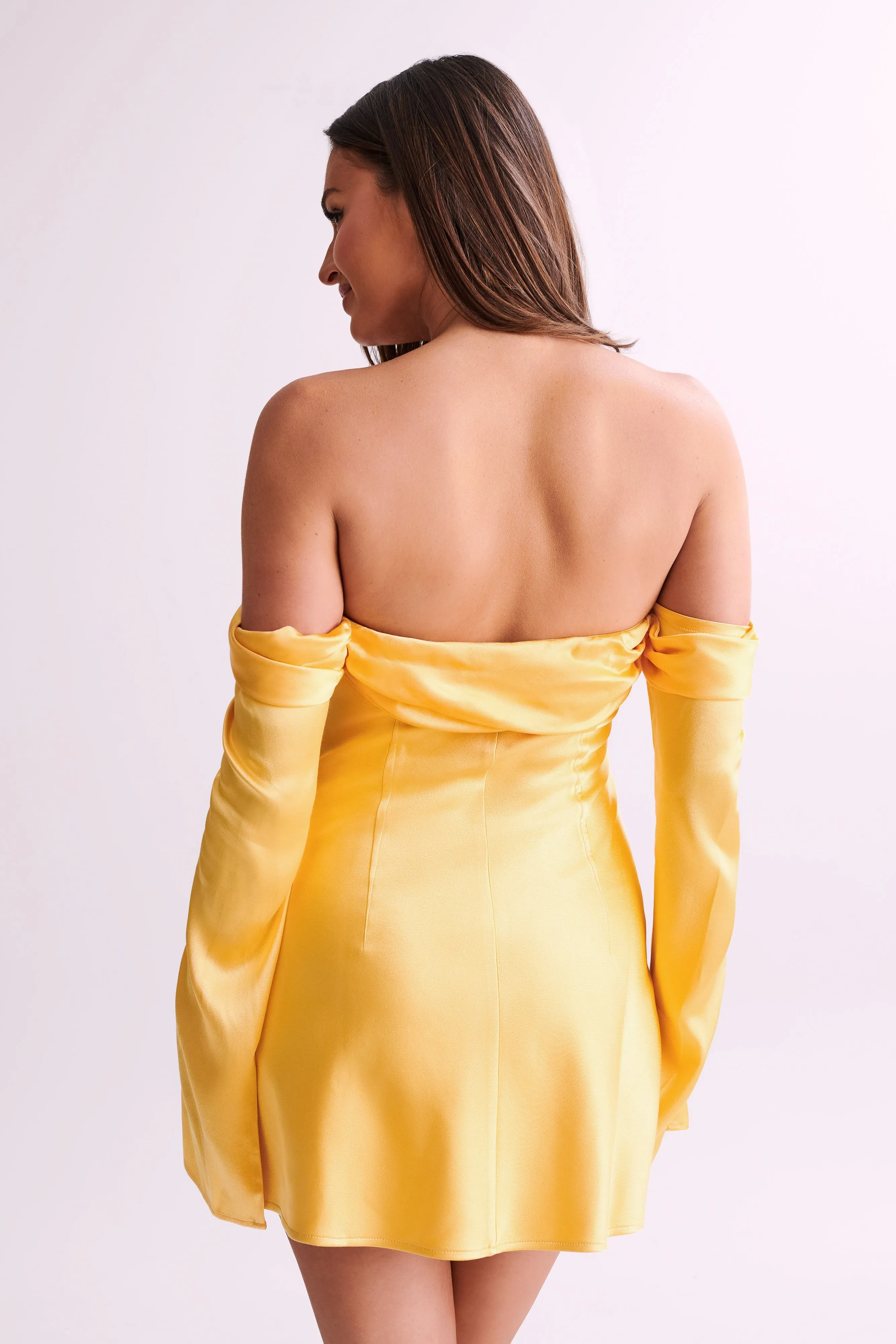 Giselle Off Shoulder Satin Mini Dress - Mango