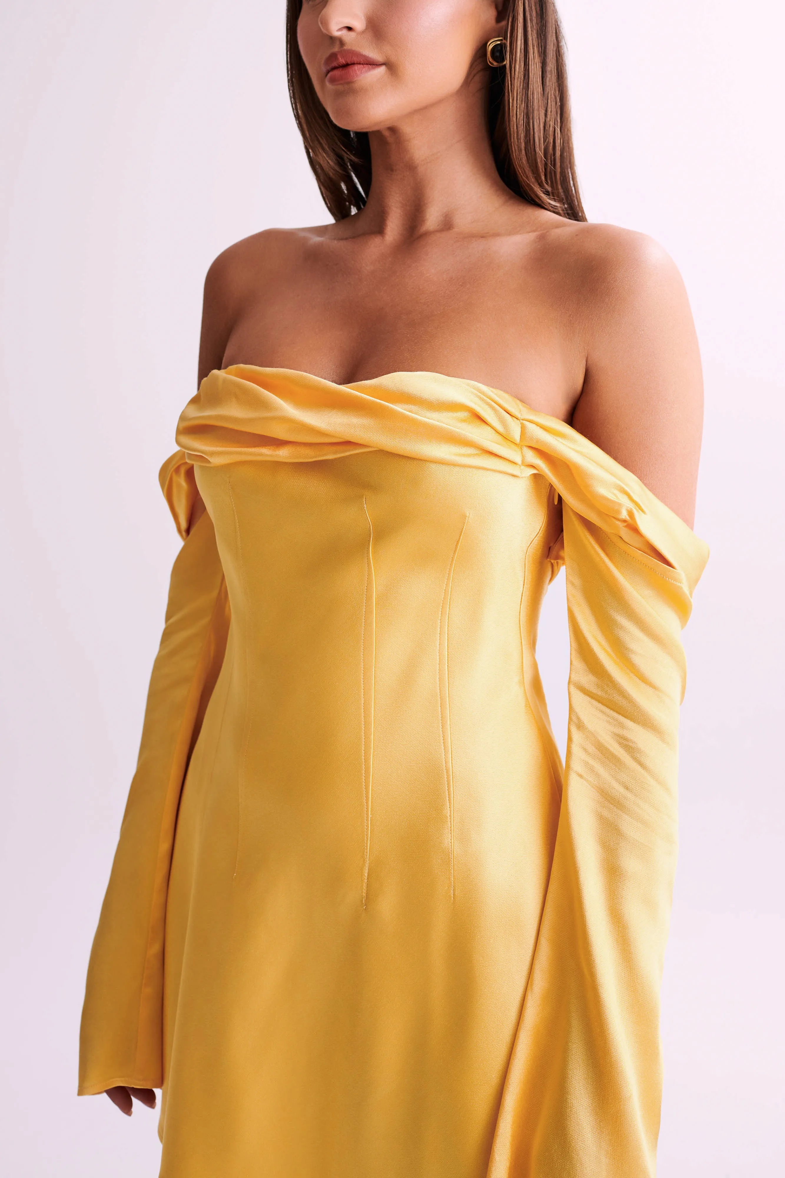 Giselle Off Shoulder Satin Mini Dress - Mango