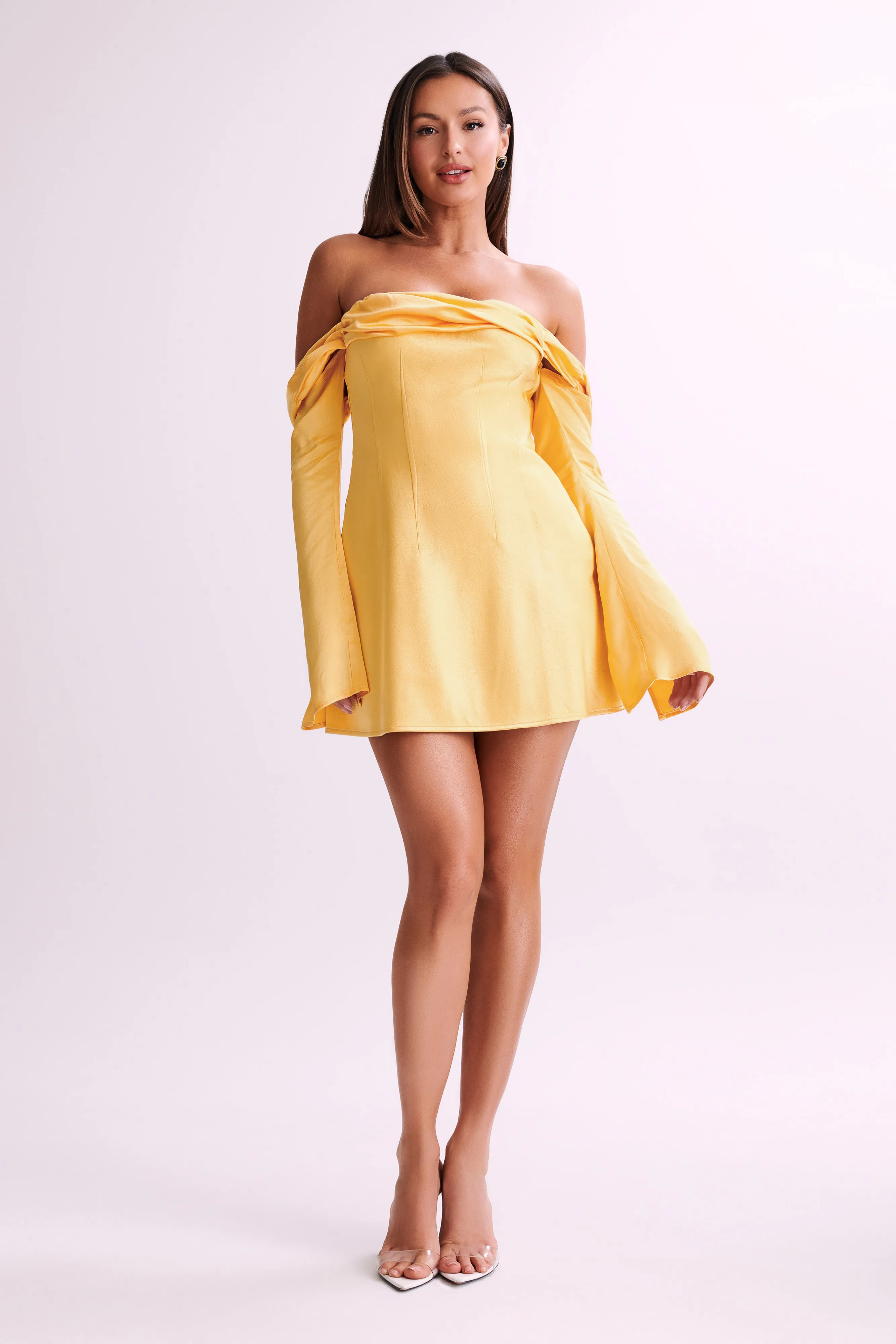 Giselle Off Shoulder Satin Mini Dress - Mango