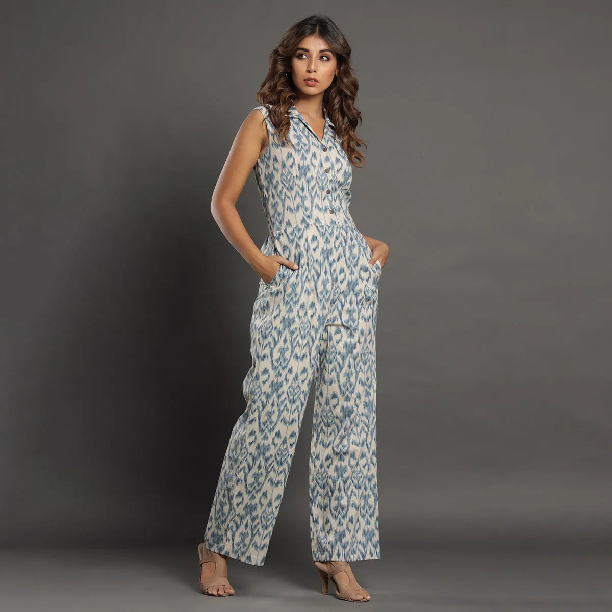 Ikat on White Jumpsuit