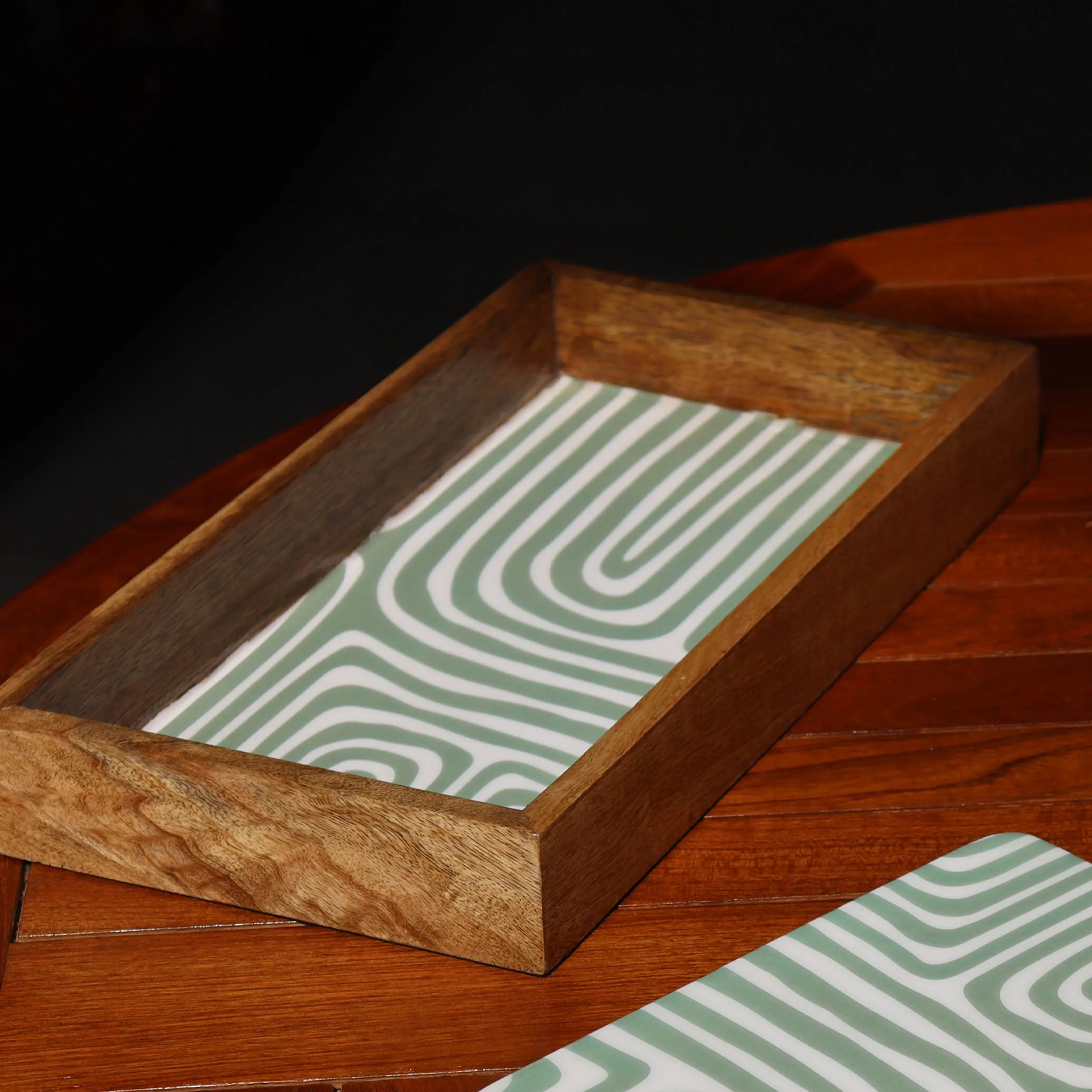 Jade Mango Wood Rectangular Tray