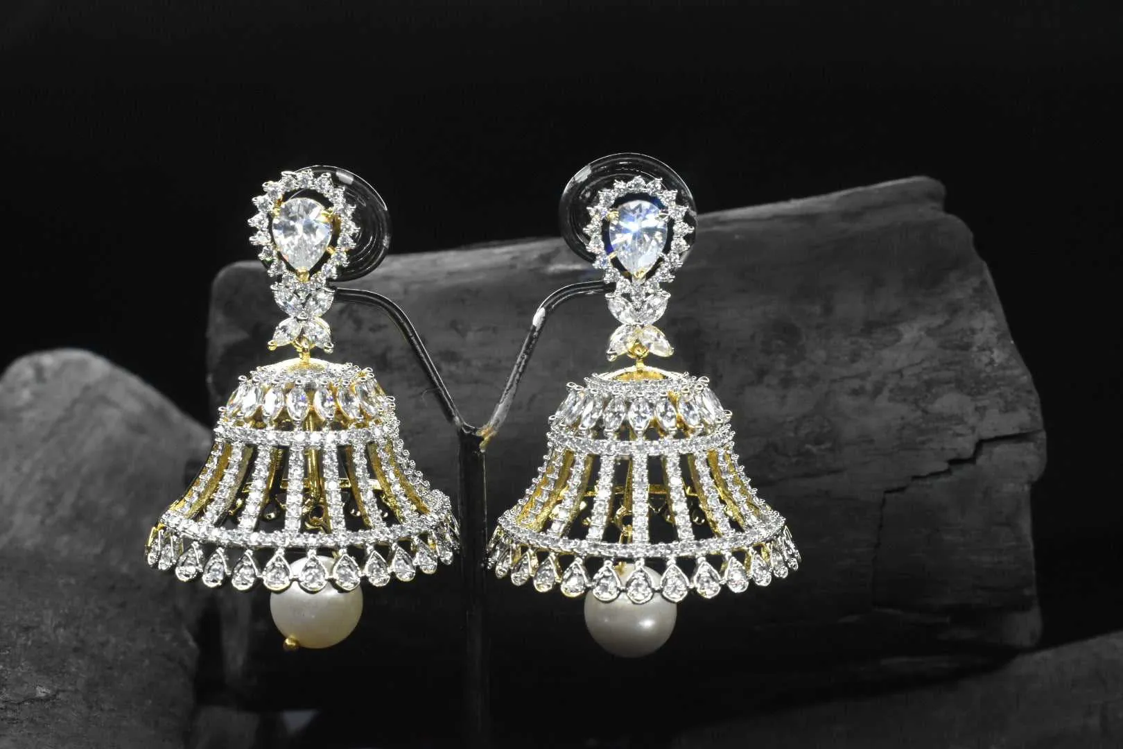 Leila American Diamond Jhumka Earrings