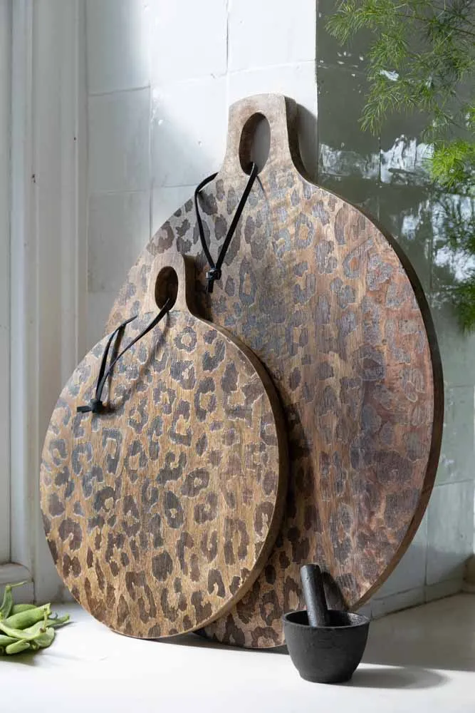 Leopard Print Mango Wood Serving Board - Small