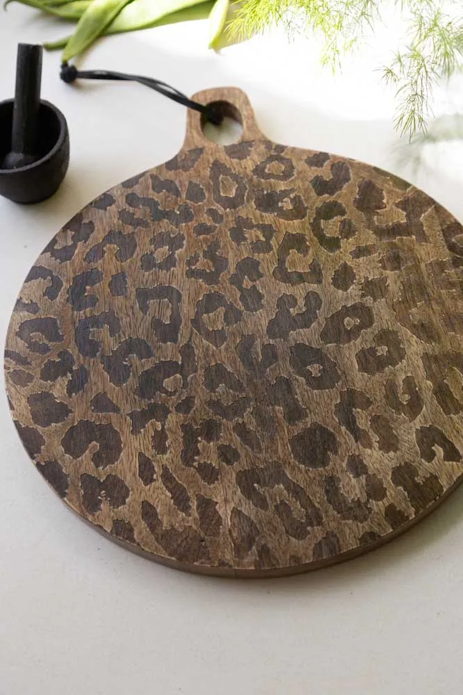 Leopard Print Mango Wood Serving Board - Small